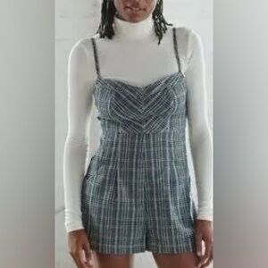 Urban Outfitters Isaac grey plaid romper